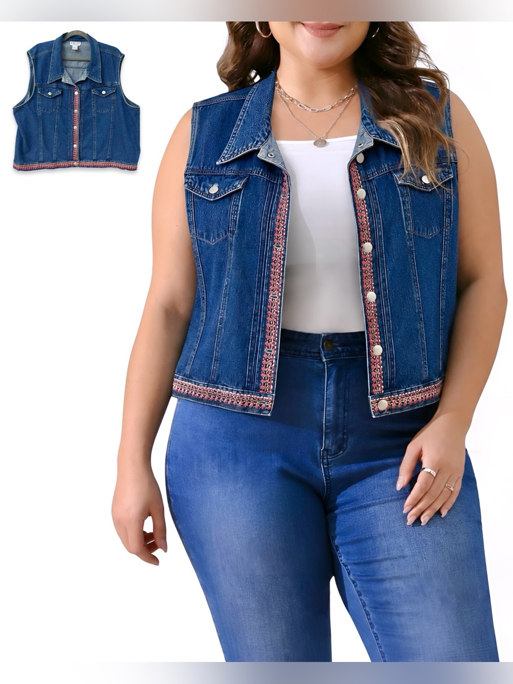 Vintage Y2K Women’s Carolina Blues Plus Denim Vest